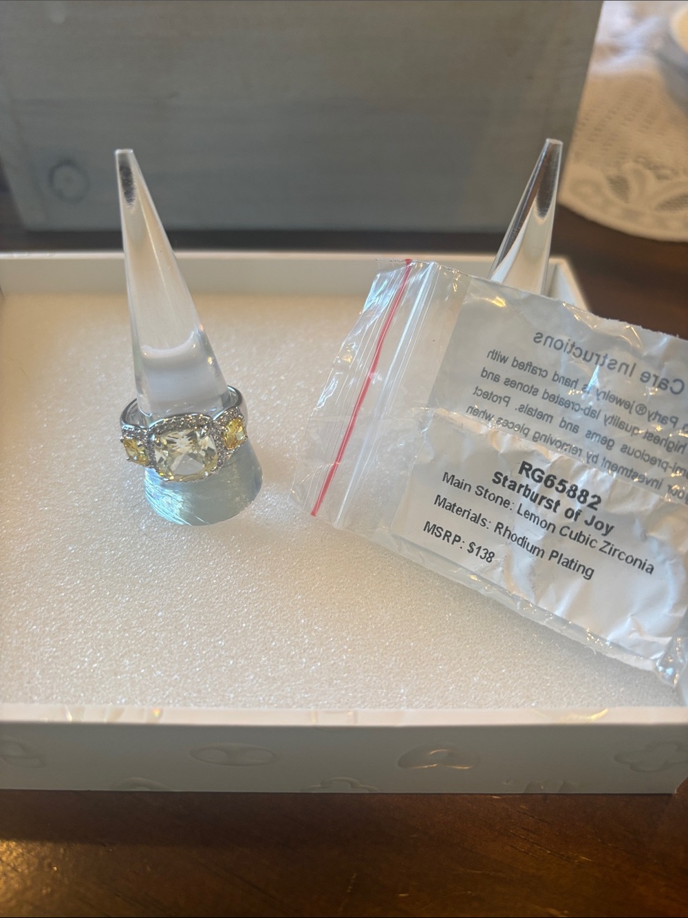 Starburst of Joy Lemon Cubic Zirconia Rhodium